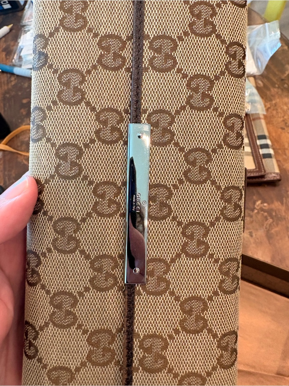 Gucci Brown GG Canvas Bifold Wallet some wear. With COA - Picture 5 of 9